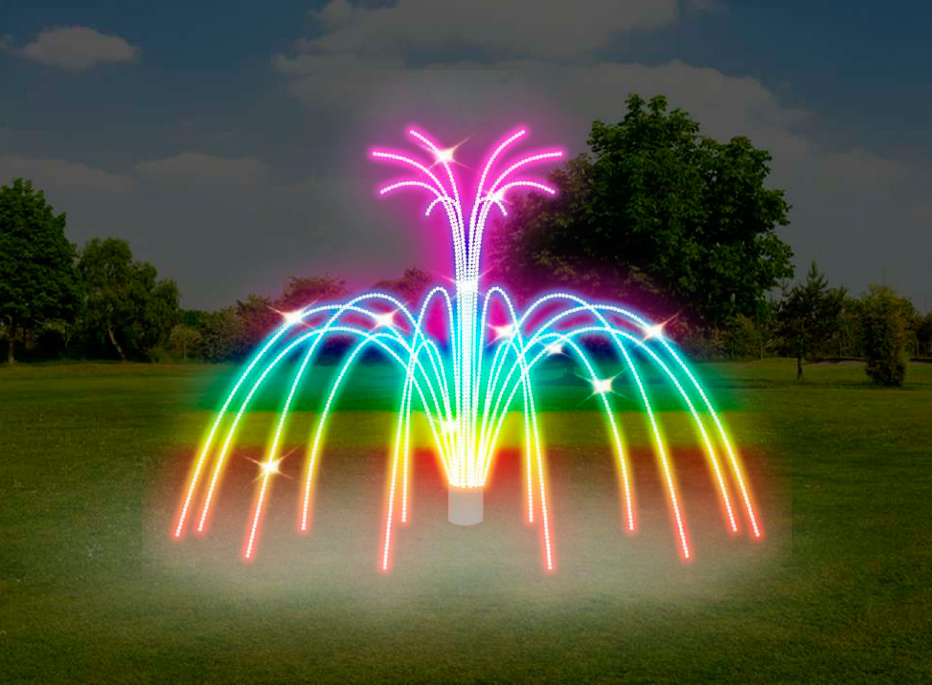 Светодиодная фигура «Городской фонтан» (игра цвета) 3х5м